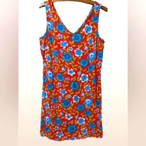 Vintage Jonathan Martin Tropical Red Blue Floral Dress Tunic Size Medium